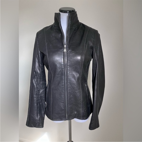 Marc New York Jackets & Blazers - Marc New York Black Leather Zip-Front Jacket Moto